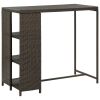 Bar Table with Storage Rack Brown 47.2"x23.6"x43.3" Poly Rattan - Brown