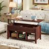 Lift Top Coffee Table with Storage Lower Shelf - Brown