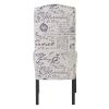 Dining Script Fabric Accent Chair with Solid Wood Legs; Set of 2 - as Pic