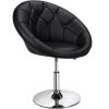 Modern Tufted Barrel Swivel Accent Chair, Gray Velvet - Black Faux Leather