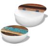 Two Piece Bowl Shaped Coffee Table Set Solid Reclaimed Wood - White