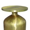 24 Inch Metal Frame End Table with Round Top and Bottle Shape Base; Gold - as Pic
