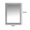Wood Encased Wall Mirror with Striped Motif Edges and Shimmering Leaf; Gray - as Pic