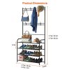 Entryway Coat Hat Rack Shoe Storage Shelf Shoe Rack Freestanding Hall Tree Garment Hanger Stand Clothes Shoe Organizer Combo - 4 Tier