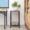 2-Tier End Table;  Industrial Side Table Nightstand with Durable Metal Frame;  Coffee Table with Mesh Shelves for Living Room;  Oak Finish - Black OAK