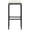 Bar Stools with Cushions 3 pcs Black Poly Rattan - Black