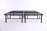 18" High Profile Foldable Steel Queen Platform Bed Frame, Black - White - Full