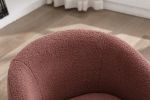 fabric swivel accent armchair barrel chair with black powder coating metal ring - Red