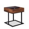 Sara II End Table in Espresso PU; Walnut & Sandy Black - 83895