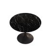 42.12"Modern Round Dining Table with Printed White Marble Table Top; Metal Base Dining Table;  End Table Leisure Coffee Table - Black Marble