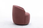 fabric swivel accent armchair barrel chair with black powder coating metal ring - Red
