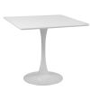31.5"H White Tulip Table Mid-Century Dining Table with Round MDF Table Top;  Pedestal Dining Table;  End Table Leisure Coffee Table XH - white1