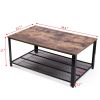 Vintage Coffee Table with Iron Net;  End Table with Iron Legs;  Rectangle Table Brown & Black - Brown(Table) + Black(Iron Net)