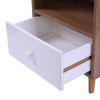 Set of 2 Mid Century Bedside Table, Nightstand with Drawer and Shelf Storage, Side Accent Table for Living Room Bedroom - Wood