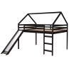 Full Size Loft Bed with Slide, House Bed with Slide - Espresso