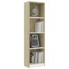 4-Tier Book Cabinet White and Sonoma Oak 15.7"x9.4"x55.9" Engineered Wood - Multicolour