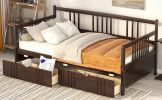 Twin Size Daybed Wood Bed with Two Drawers - Espresso