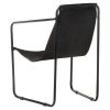 Relaxing Armchair Black Real Leather - Black