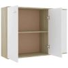 Sideboard White and Sonoma Oak 41.3"x11.8"x29.5" Engineered Wood - Beige