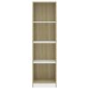 4-Tier Book Cabinet White and Sonoma Oak 15.7"x9.4"x55.9" Engineered Wood - Multicolour