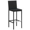 Garden Bar Stools with Cushions 2 pcs Black Poly Rattan - Black