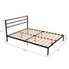 Vintage Style Metal Bed Frame iron bed Heavy Duty Steel Slabs Queen Size - black - black