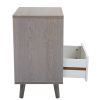Set of 2 Mid Century Bedside Table, Nightstand with Drawer and Shelf Storage, Side Accent Table for Living Room Bedroom - gray