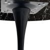 42.12"Modern Round Dining Table with Printed White Marble Table Top; Metal Base Dining Table;  End Table Leisure Coffee Table - Black Marble