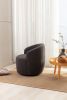 fabric swivel accent armchair barrel chair with black powder coating metal ring - Dark Gray