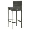 Garden Bar Stools with Cushions 4 pcs Gray Poly Rattan - Grey