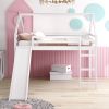 Full Size Loft Bed with Slide, House Bed with Slide - White
