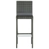 Garden Bar Stools with Cushions 2 pcs Gray Poly Rattan - Grey