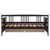 Twin Size Daybed Wood Bed with Two Drawers - Espresso