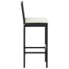Garden Bar Stools with Cushions 2 pcs Black Poly Rattan - Black
