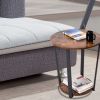 Vintage End Table Sofa Side Table; 2-Tier Industrial Round Side Table Nightstand Bed Side Table with Storage Shelf; Rustic Brown - as Pic