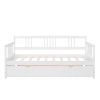 Twin Size Daybed Wood Bed with Twin Size Trundle - White
