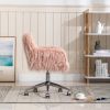 Modern Faux fur home office chair;  fluffy chair for girls;  makeup vanity Chair - Pink