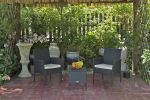 [Only For Pick Up] 3 Piece Rattan Seating set with Cushions - black