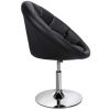 Modern Tufted Barrel Swivel Accent Chair, Gray Velvet - Black Faux Leather