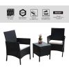 [Only For Pick Up] 3 Piece Rattan Seating set with Cushions - black