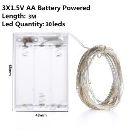 Christmas Light Led Outdoor Battery USB Powered 2m 5m10m String Lights Cooper Wire Garland Wedding Party Decoration Fairy Lights (Option: Multicolor-3m AA battery)